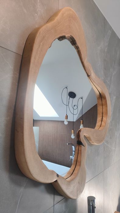 Lustro łazienkowe drewniane salon przedpokój