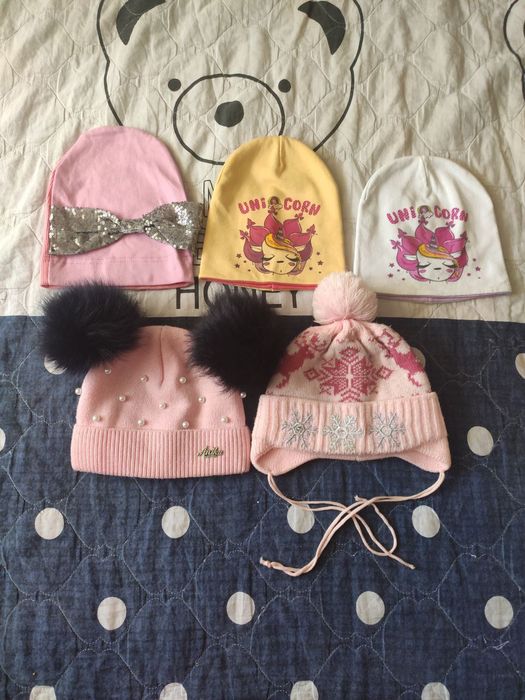 Набір шапок осінь зима для дівчинки, шапки дитячі