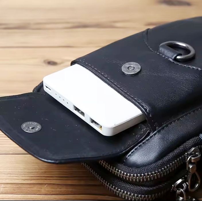 Кожаная Барсетка - Сумка мужская. Черная