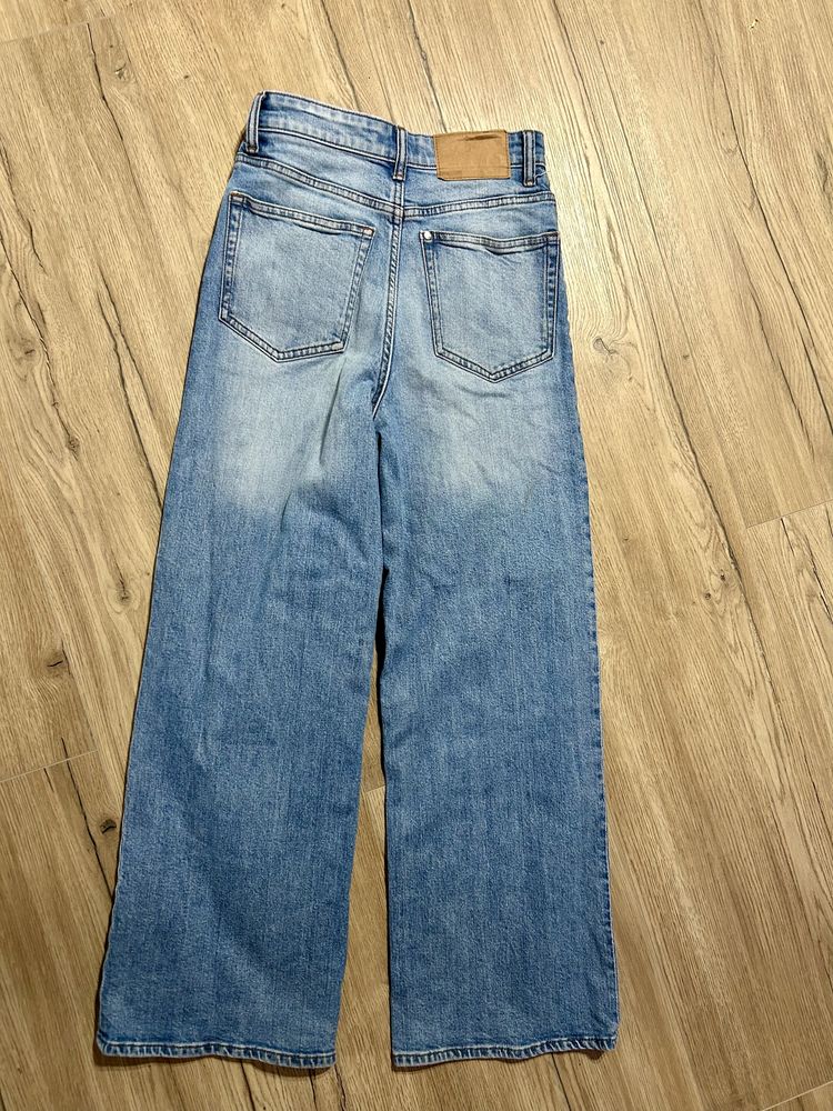 Spodnie jeansowe H&M szerokie nogawki wysoki stan młodzieżowe r XS