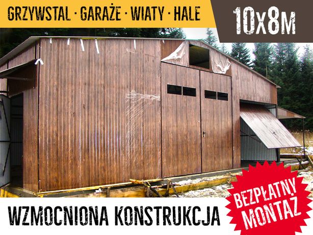 Grzyw-Stal - Garaż blaszany drewnopodoby duży - 8x10m , hale ,wiaty,