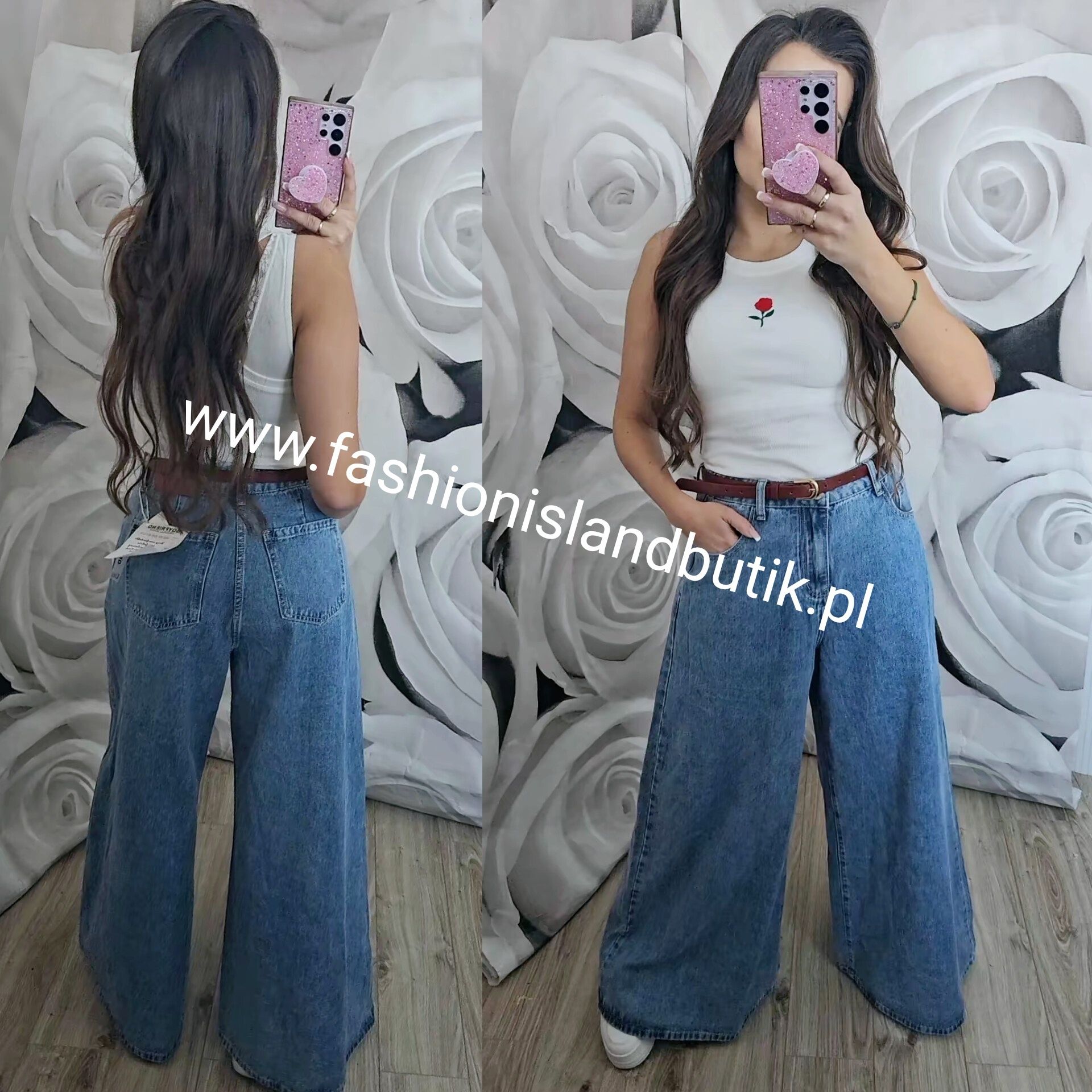 Szerokie spodnie szwedy jeansowe