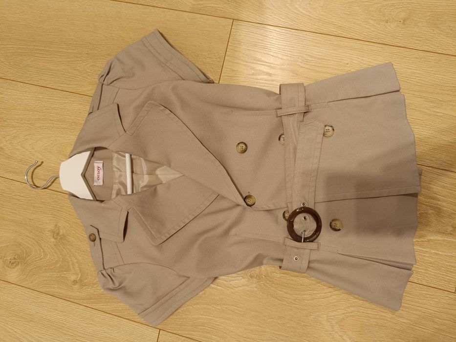 34/36 żakiet beżowy Orsay krótki rękaw pasek S