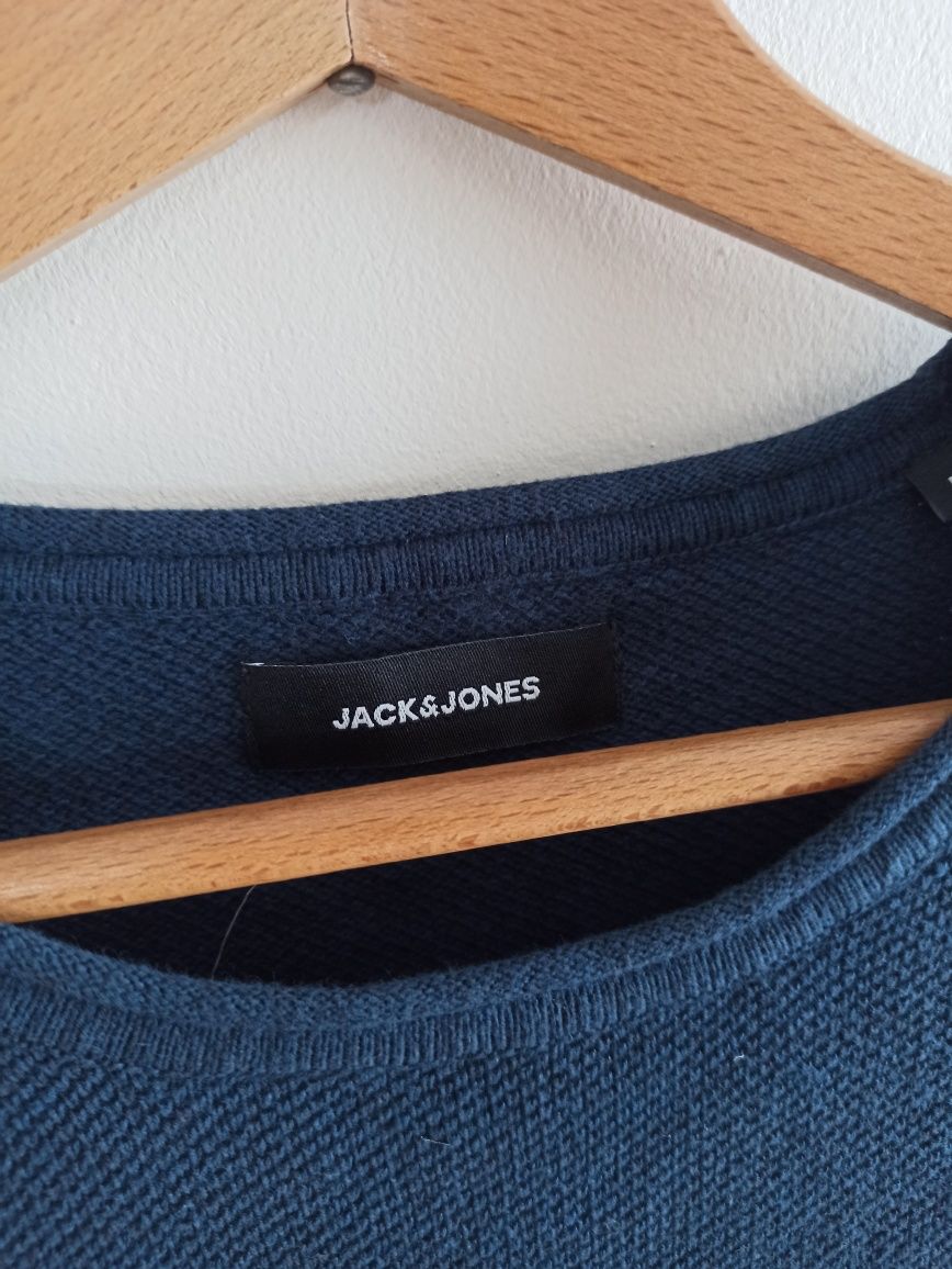 Granatowy sweter okrągły dekolt Jack & Jones L/40 M/38  damski dzianin