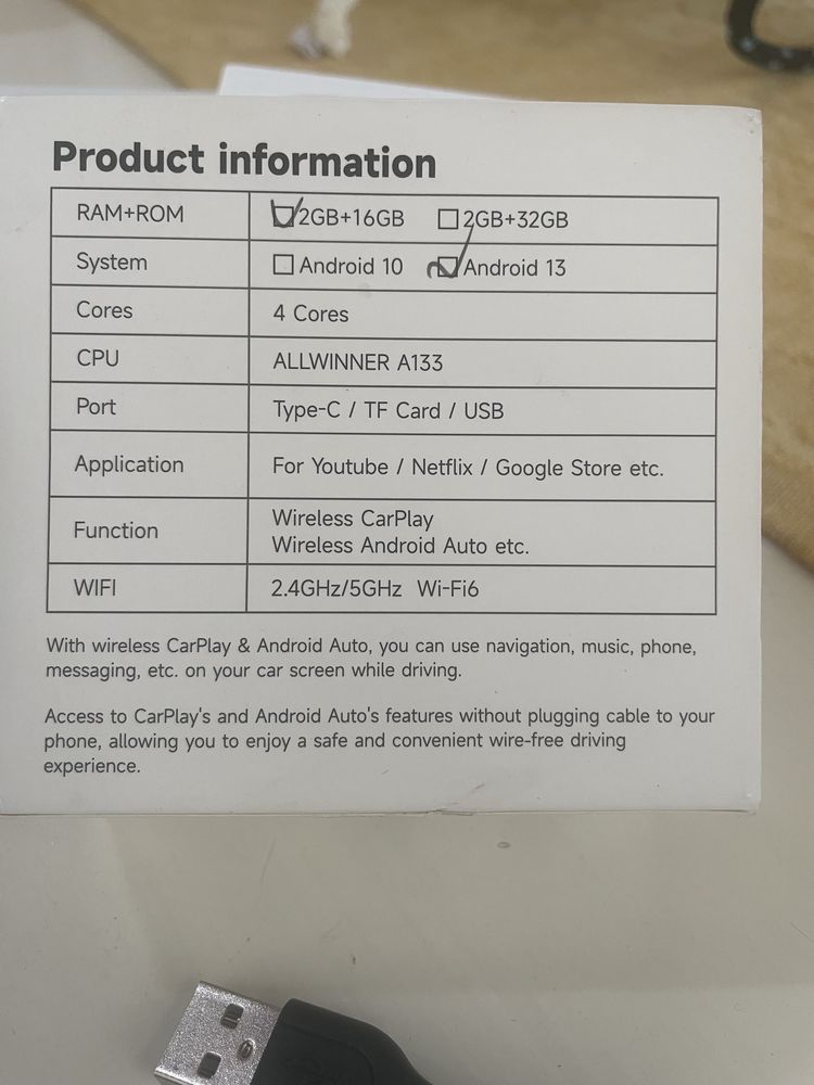 CarPlay Android Auto wifi
