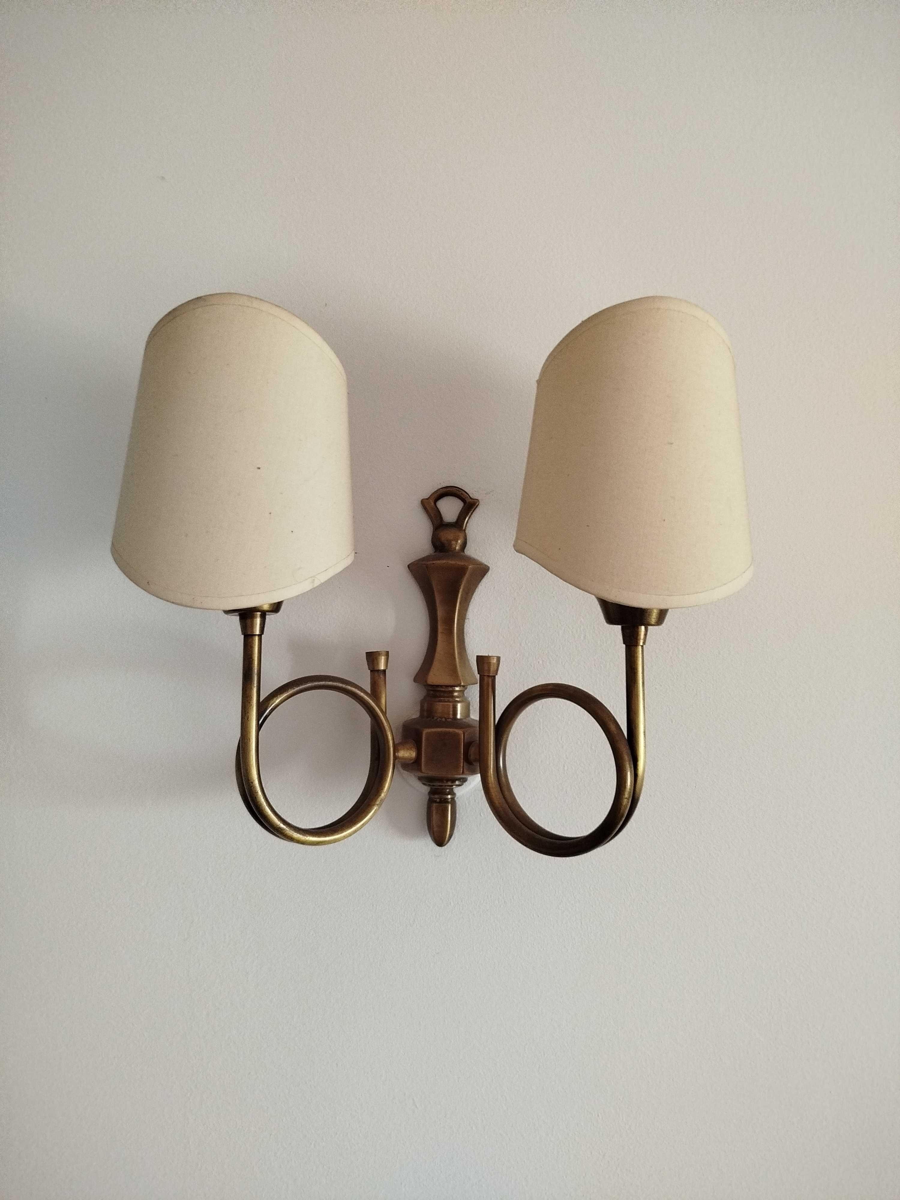 Candeeiro de parede 2 luzes em latão