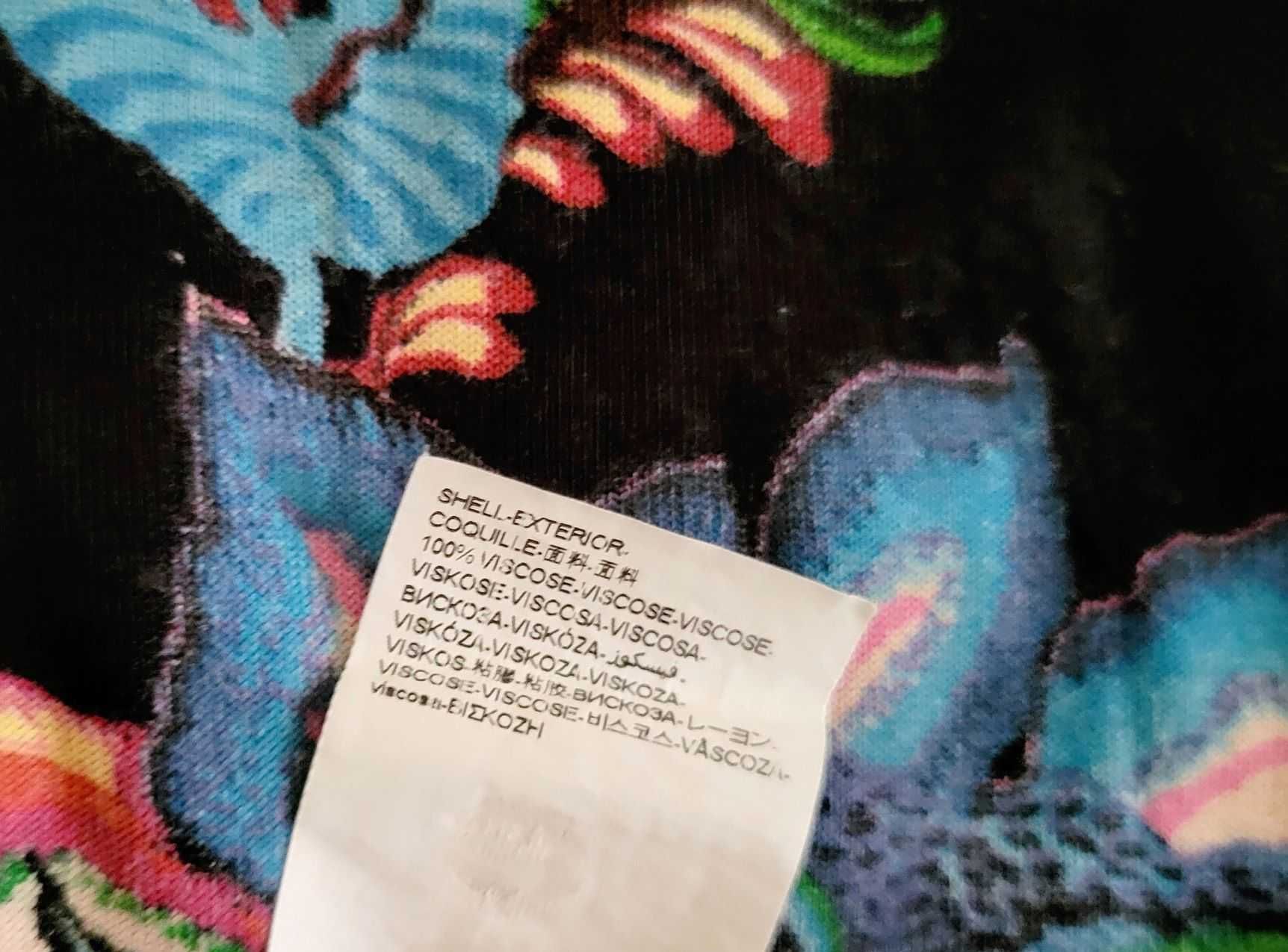 DESIGUAL piękna czarna bluzka tunika w kolorowe kwiaty rozmiar 36