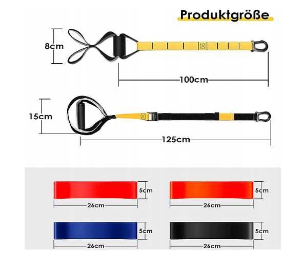 INTEY Zestaw taśm pasów TRX + gumy do ćwiczeń