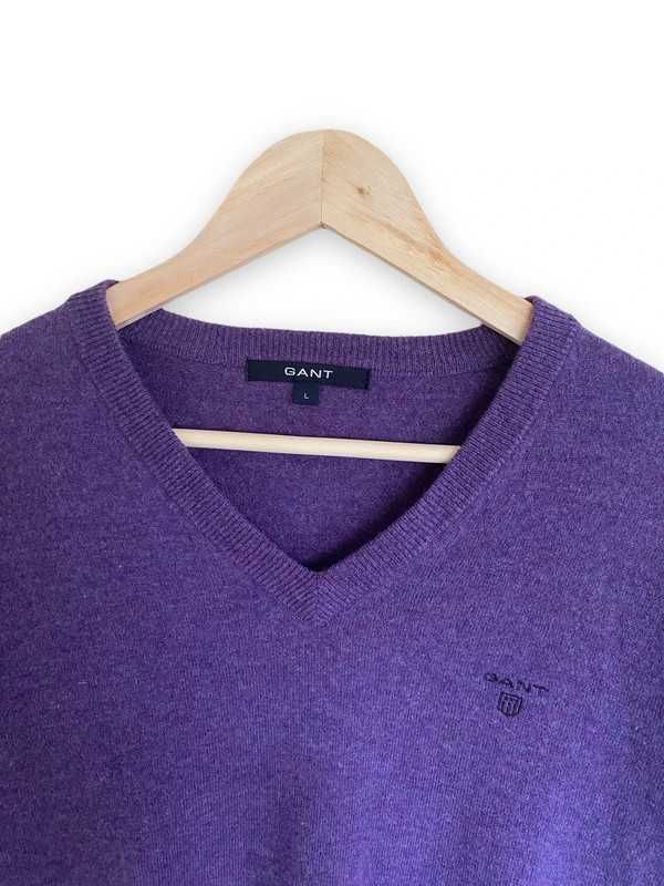 Gant sweter wełniany fioletowy w serek r L