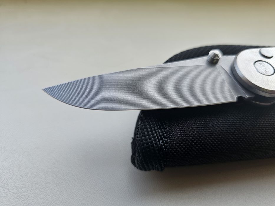 ABW Model 1 Button Lock Titanium with Watermelon Camo Carbon Inlay