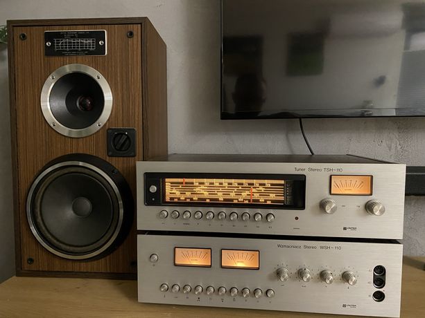 Wieża UNITRA wzmacniacz WSH110, TSH110, kol.ZG30, Technics SL-PG590