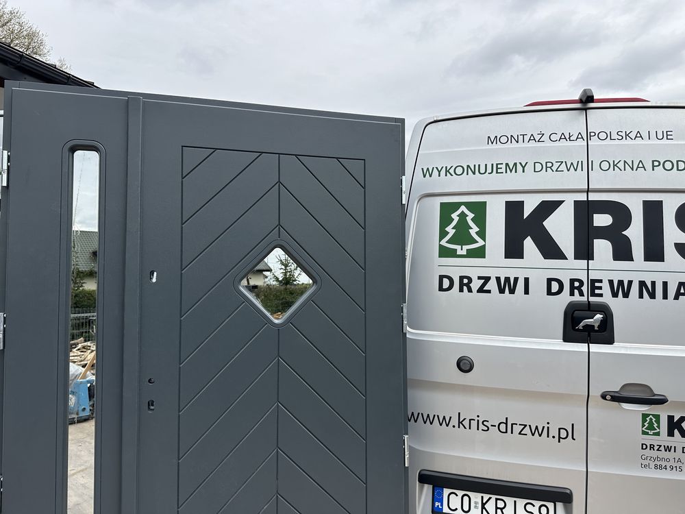 Drzwi zewnętrzne drewniane dwuskrzydłowe NA WYMIAR Cała Polska montaż