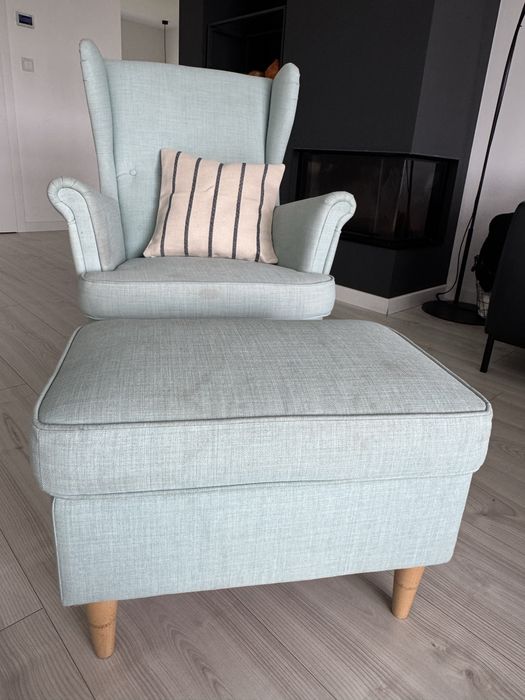 Fotel + podnóżek Strandmon kolor mietowy