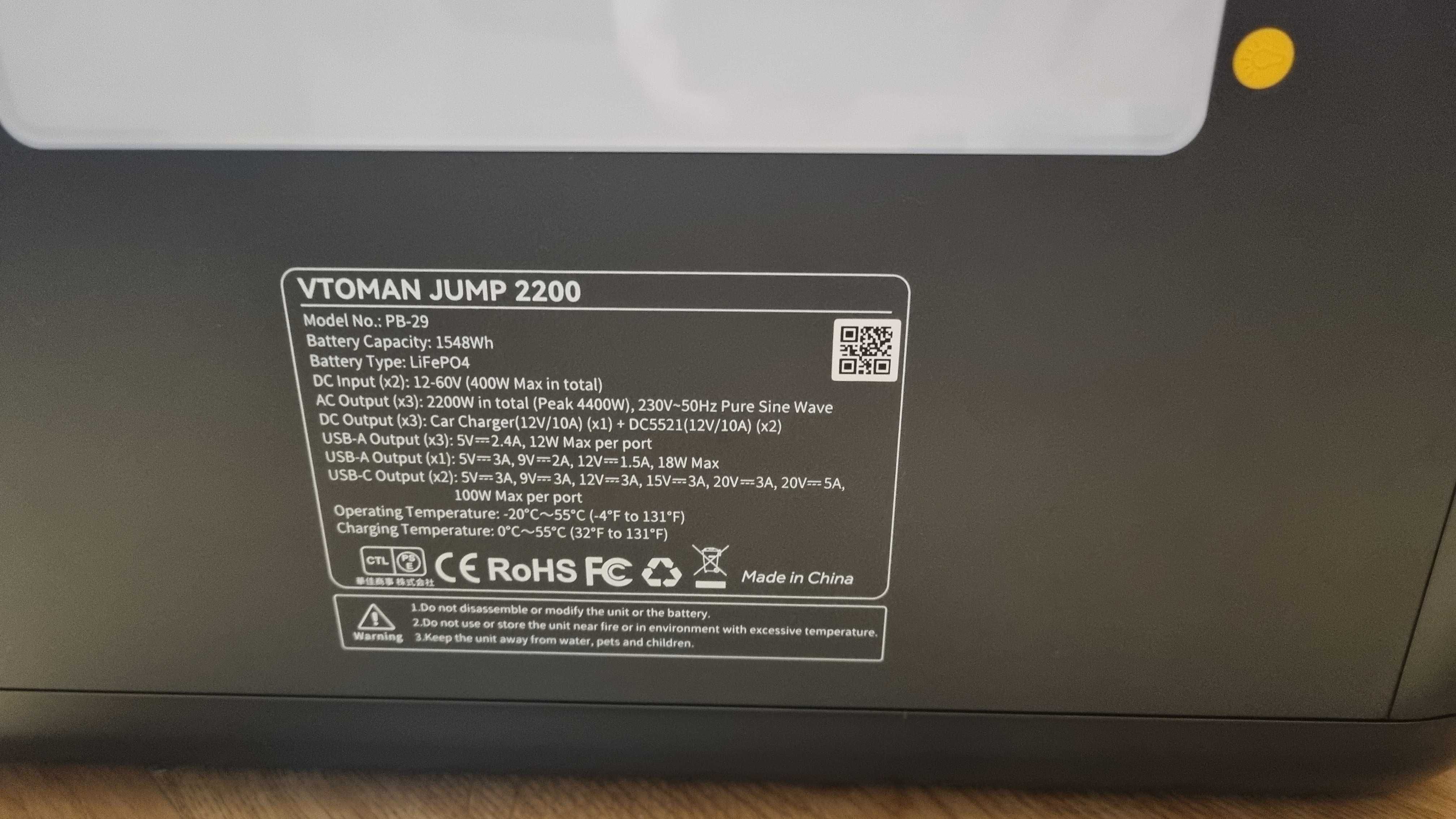 Stacja zasilania Vtoman 2200 Jump 2200W 1548Wh