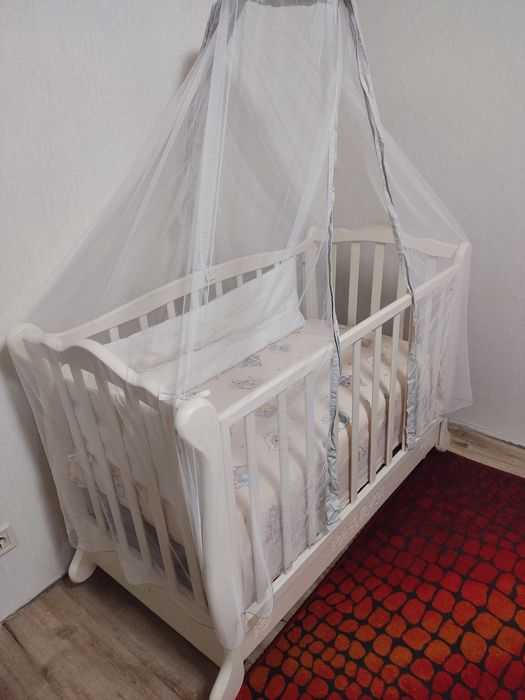 Ліжко дитяче люлька кроватка з матрасом 60 на 120см