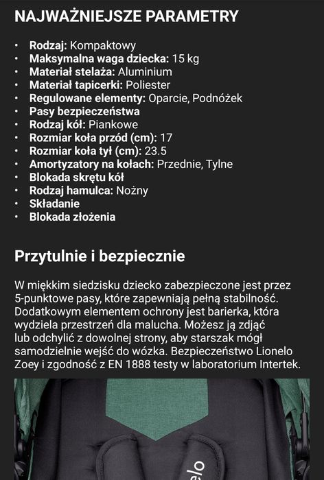 Wózek spacerowy Lionelo Zoey