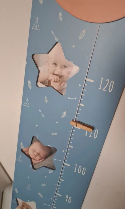 Drewniana miarka do wzrostu maluszka lisek