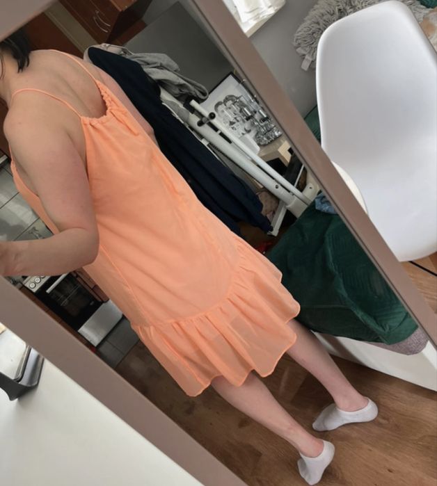 Sukienka letnia candy neon pomarańcz ramiączka zwiewna lekka