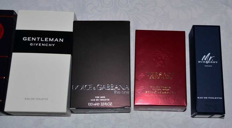 Pudełka po perfumach Dior, Givenchy, Burberry, Versace, YSL