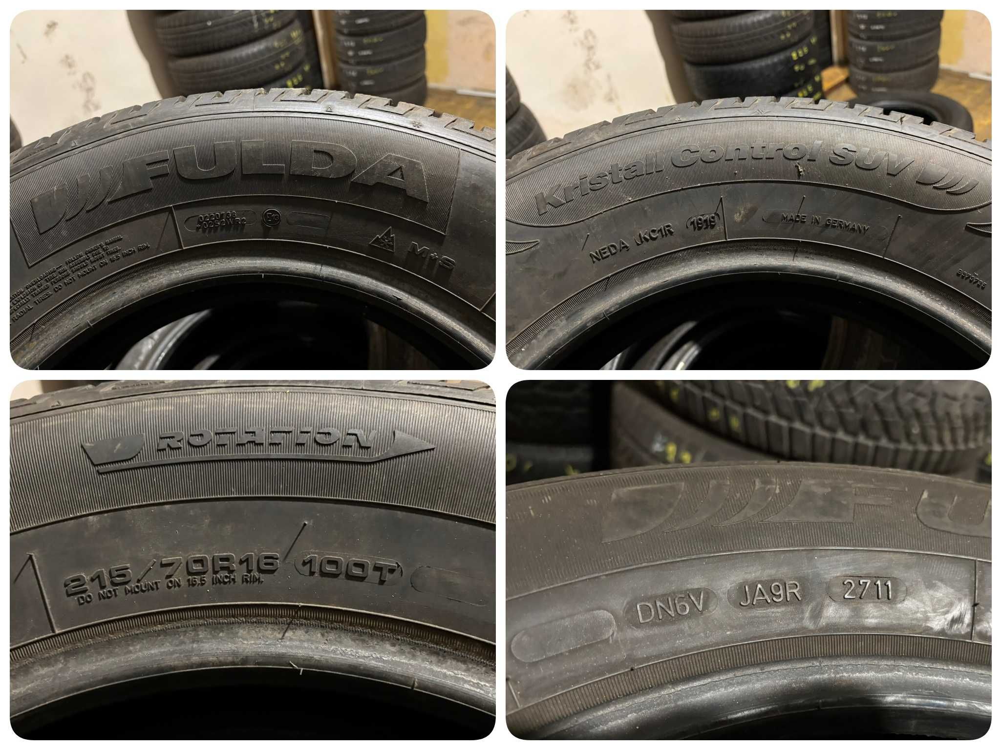 4X Opony Zimowe 215/70R16 100T FULDA KRISTALL CONTROL SUV 6.2MM 2019R