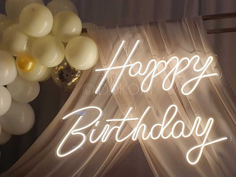 Napis Ledowy Ledon Neon Happy Birthday Urodziny Urodzinowy Osiemnastkę