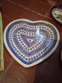 Duży talerz serce - ceramika Bolesławiec