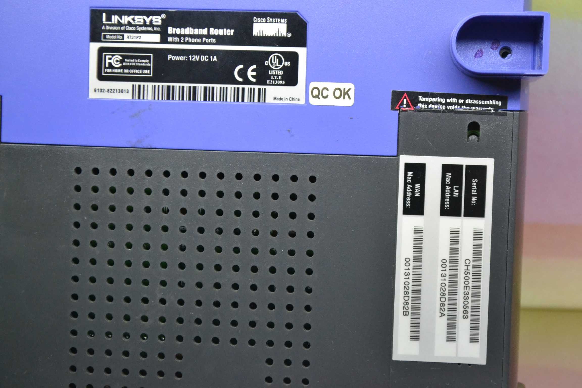 VOIP bramka z routerem LINKSYS RT31-P2 na 2 telefony 3xLAN 2xRJ11