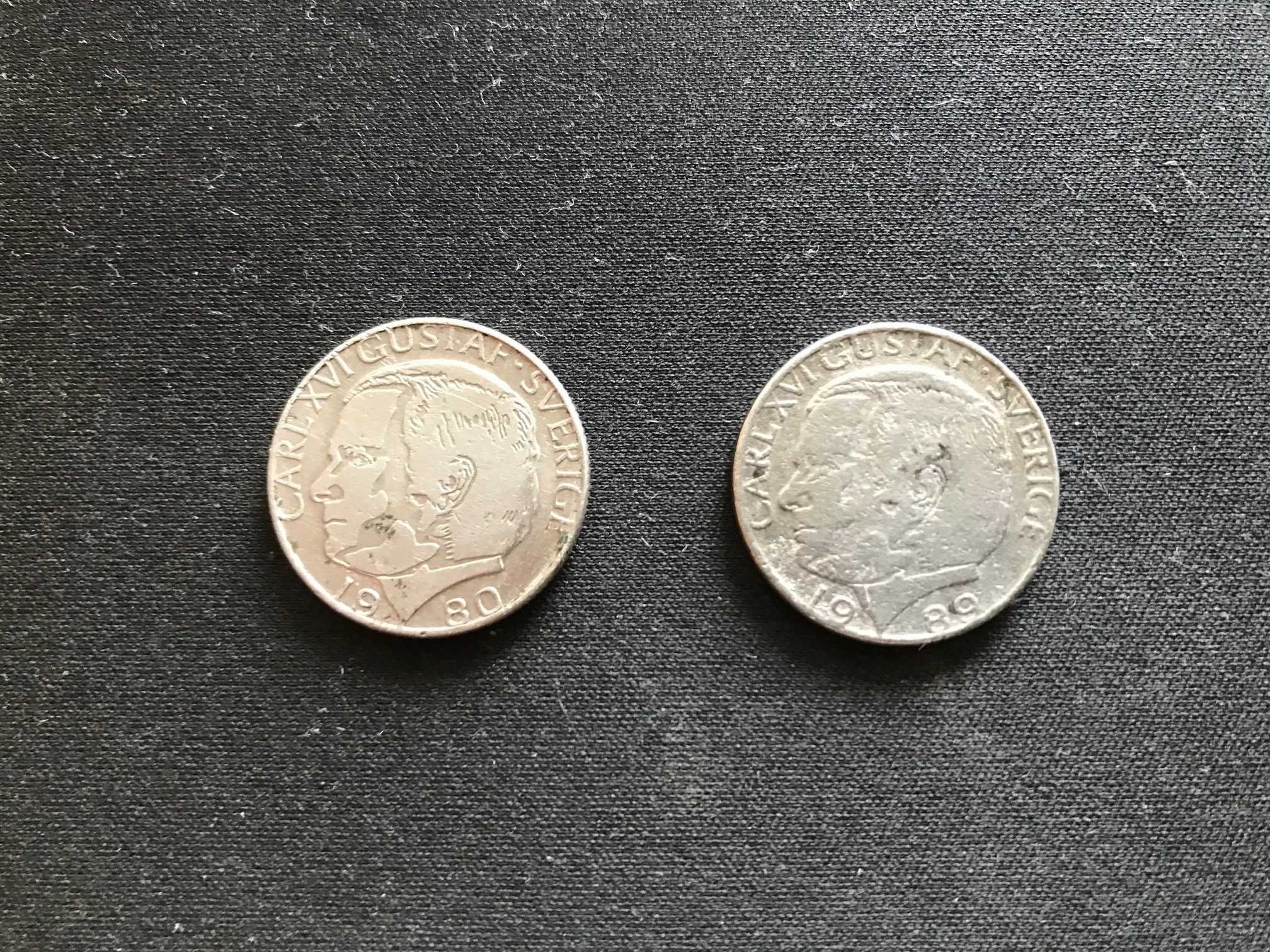 Монета 1 крона Швеция 1980, 1989 год