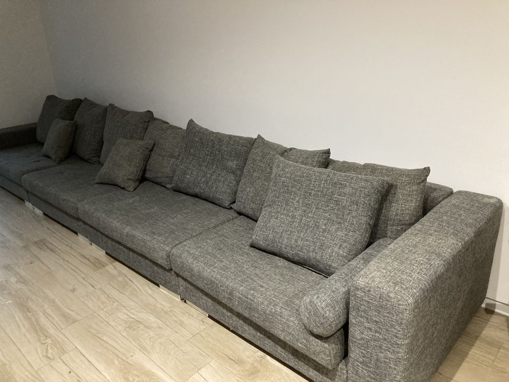 Sofa em tecido cinzento linear ou em U 5m
