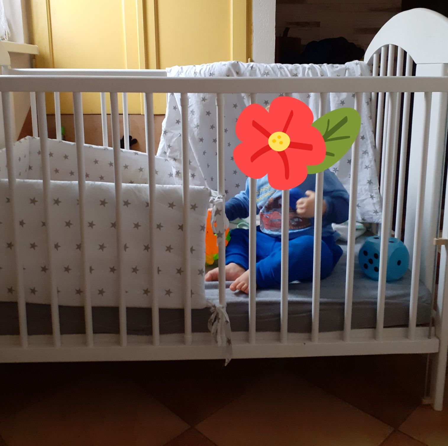 Łóżeczko dziecięce 120×60 +materac Fiki Miki+ochraniaczek