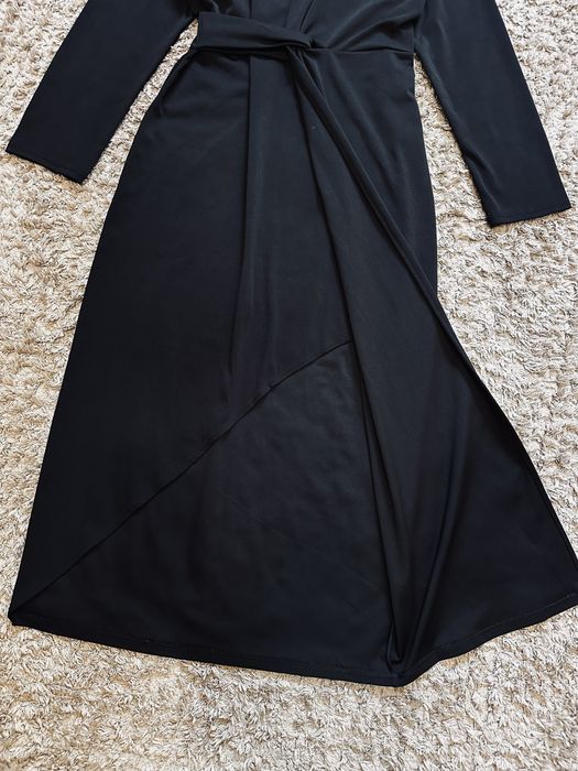 Черное платье с разрезом длинное нарядное платье с вырезом сукня максі