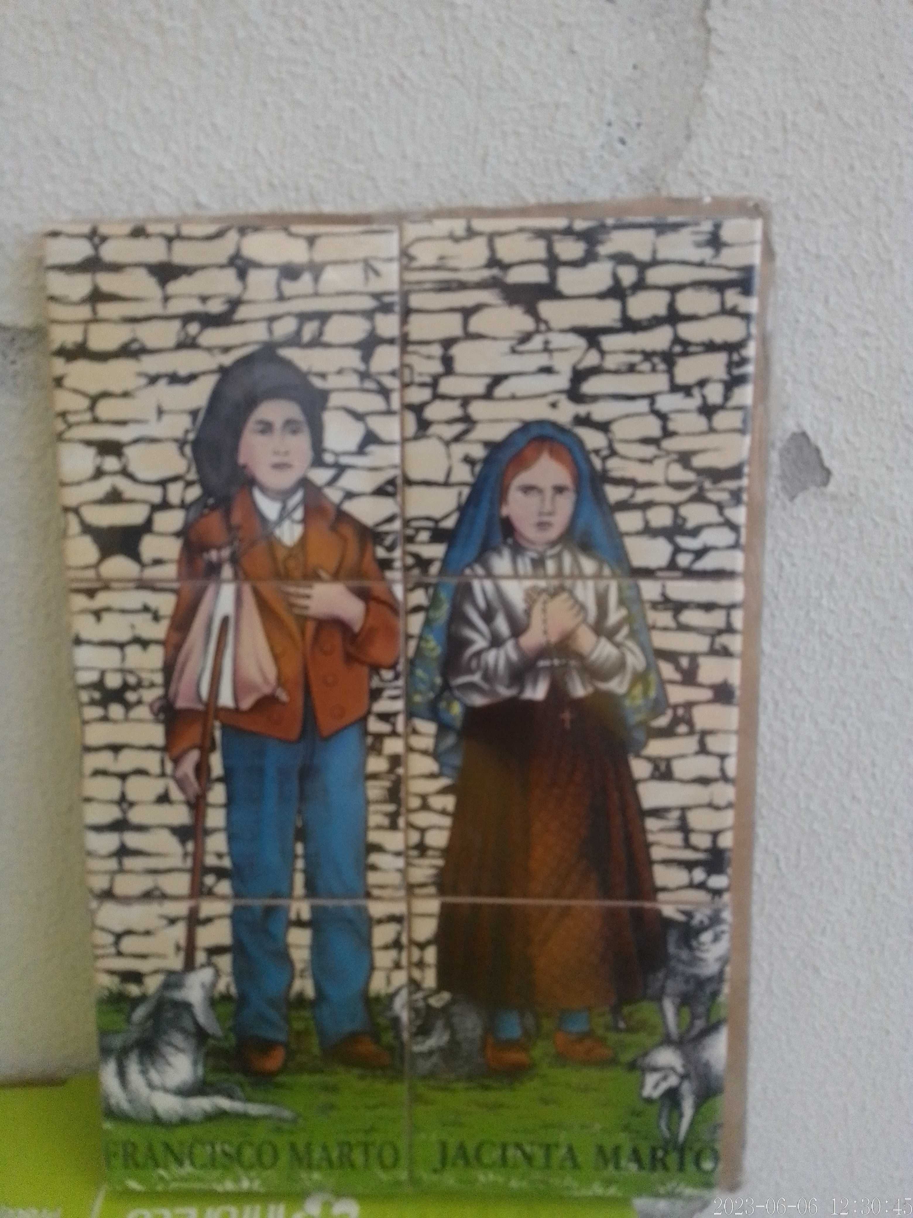 Painéis de Azulejos Pastorinhos de Fátima 30CMx20 CM Francisco Jacinta