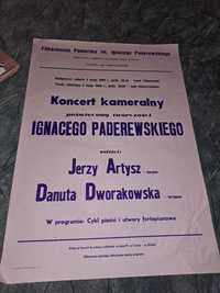 Plakat Koncert Ignacego Paderewskiego