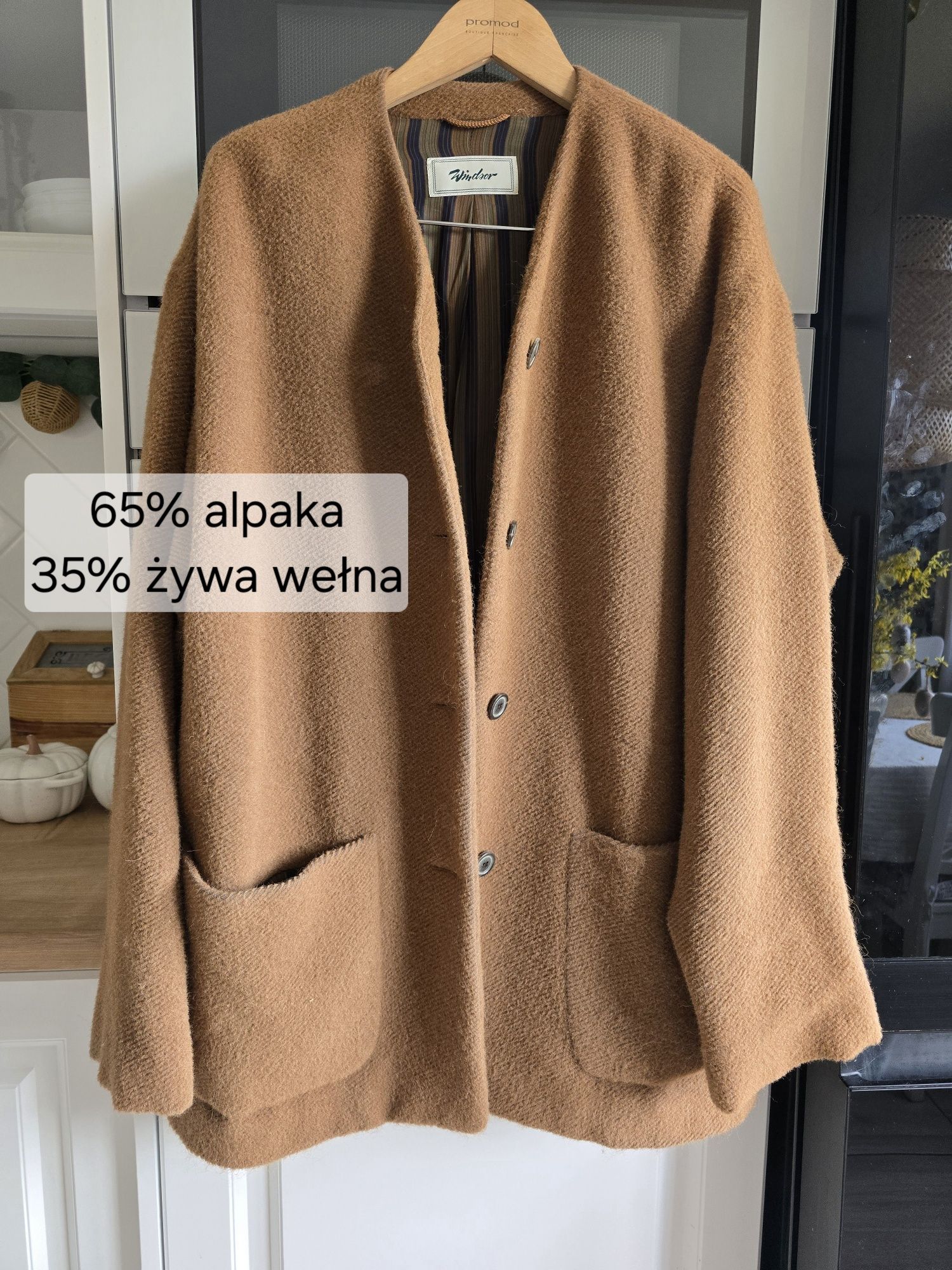 Płaszcz wełniany Płaszcz wełniany vintage alpaka plus size r.44 kamelo