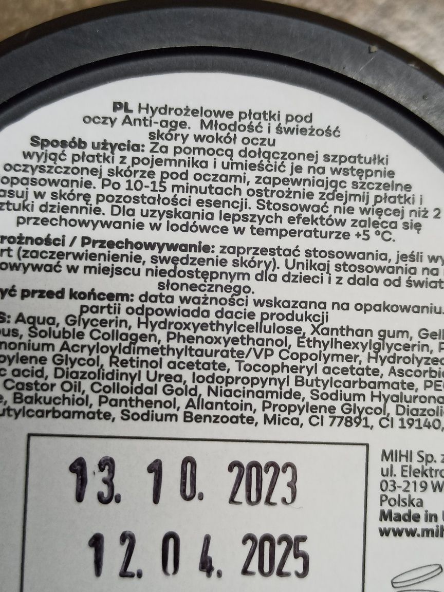 Płatki pod oczy hydrożelowe