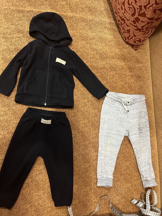 Флісовий костюм 80 р- штани та худі на блискавці темно синій