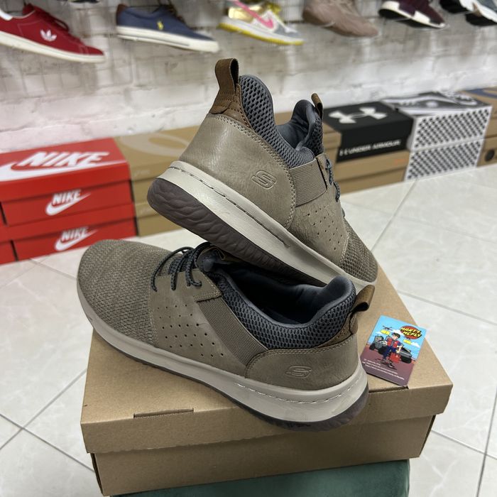 Чоловічі кросівки Skechers Delson сітка шкіра 48 р хакі легкі бу спорт