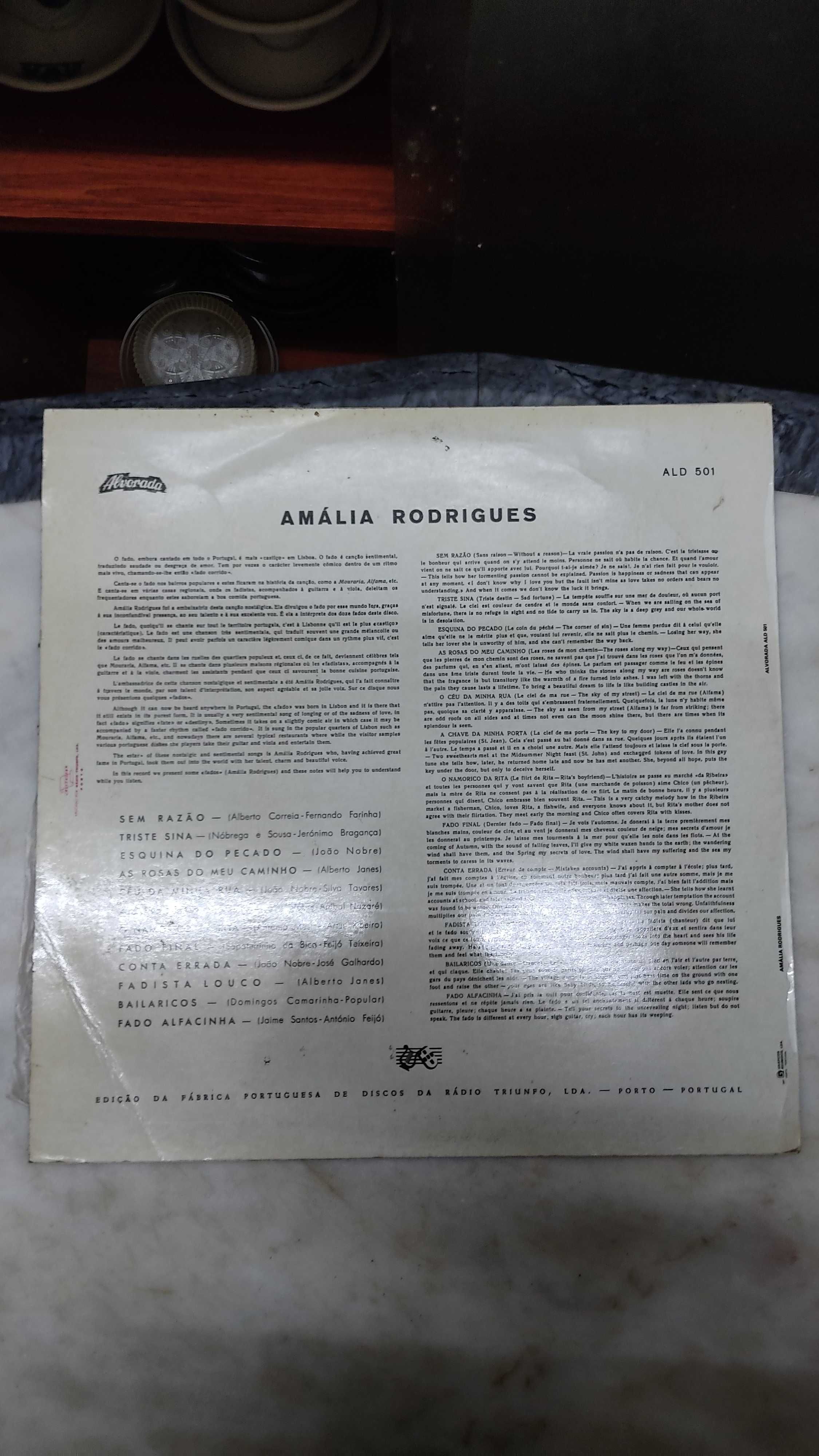 LP Vinil Amália Rodrigues Album 33 Rotações Disco