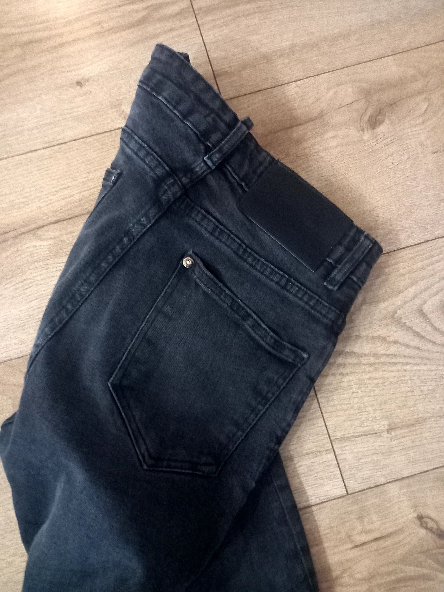 Spodnie jeansy skinny męskie chłopięce skinny czarno-szare Zara r. 36