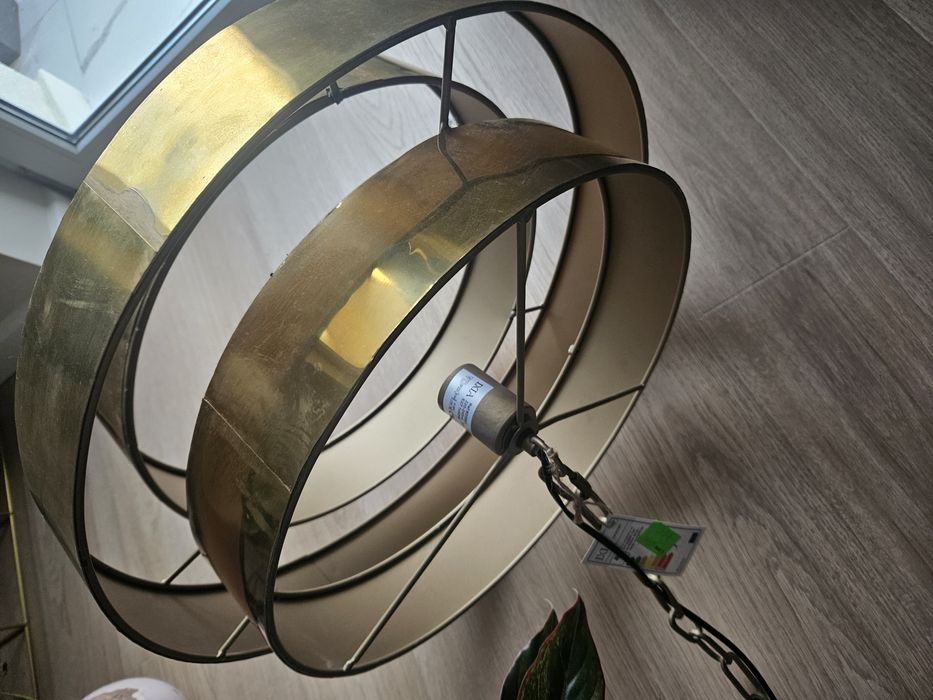 Zyrandol lampa sufitowa złota metalowa postarzana