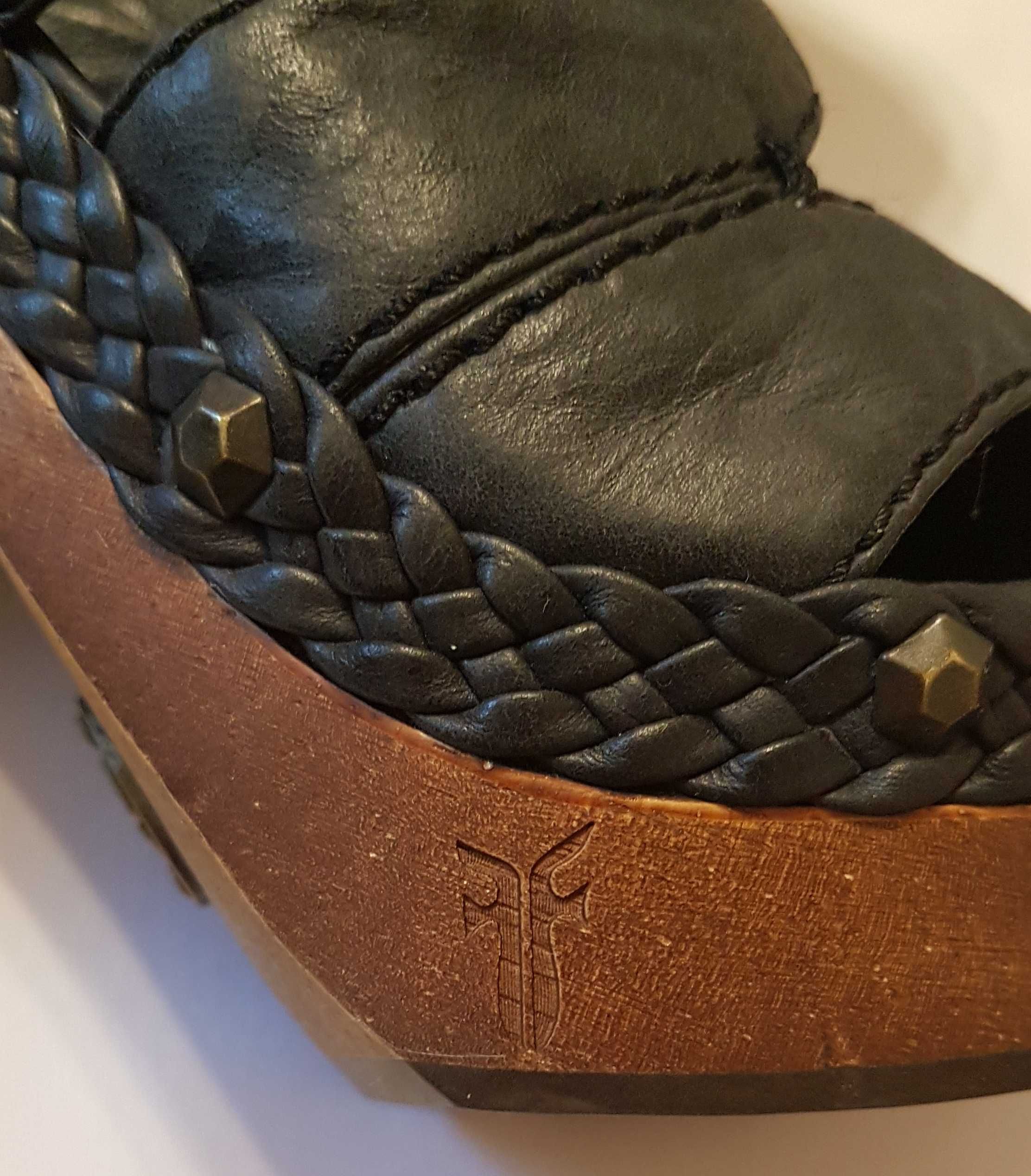 Czarne skórzane buty FRYE na obcasie jak nowe r.39