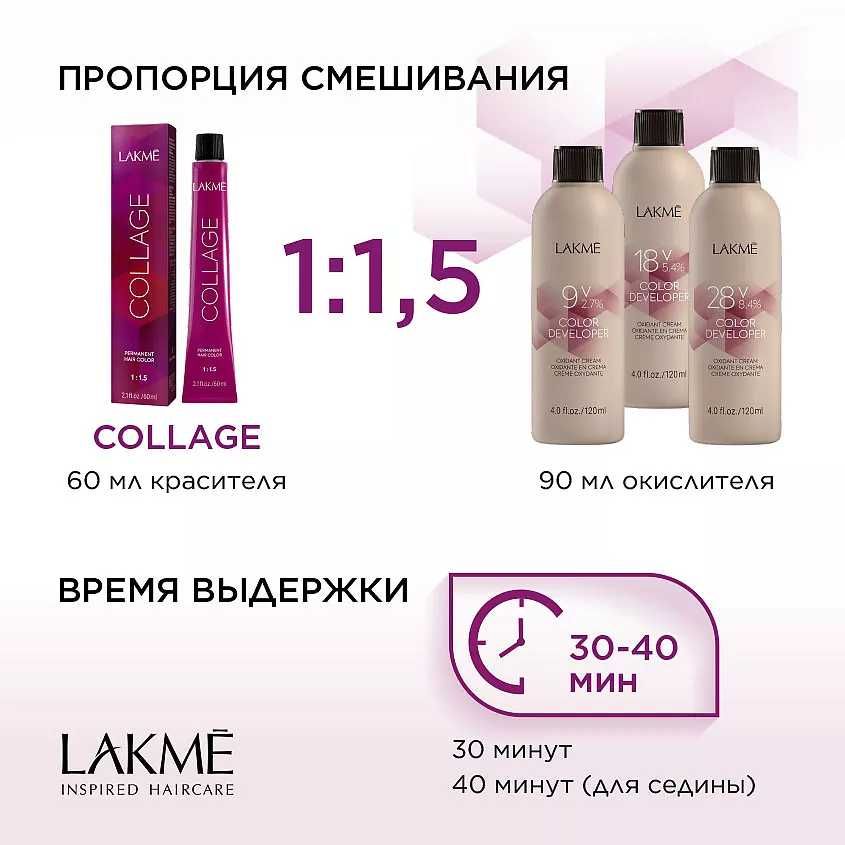 Перманентна фарба Lakme Collage Creme Hair Color для волосся