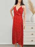 Letnia czerwona sukienka maxi Atmosphere M/L zwiewna, kwiaty, wi