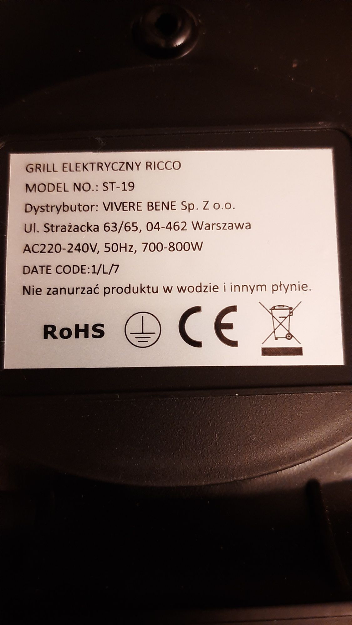 Grill elektryczny RICCO  moc  700-800W