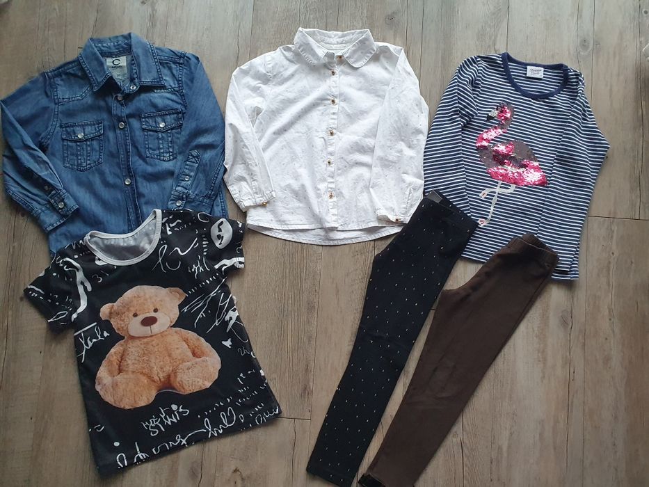 Paczka ubrań r.110 legginsy koszula bluzka t-shirt