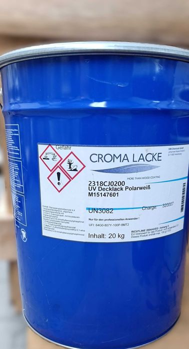 Lakier Croma Lacke UV Decklack Polarweiß (biały polarny) – 20 kg