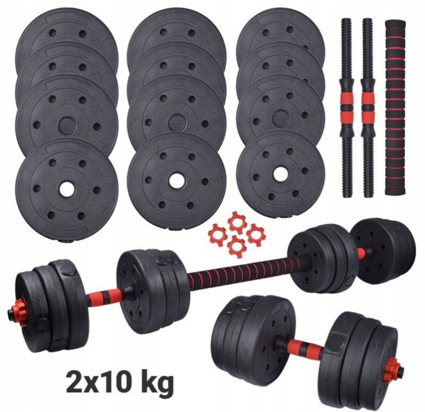 Hantle Regulowane Zestaw Hantle 2x10KG 20KG Sztanga + GRYFY