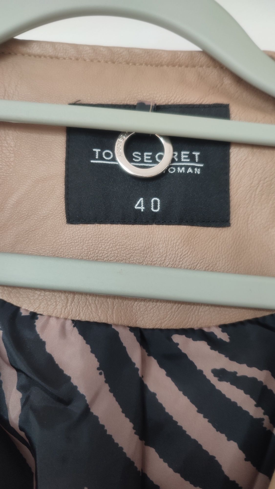 Kurtka ramoneska Top Secret 40 beżowa imitacja skóry