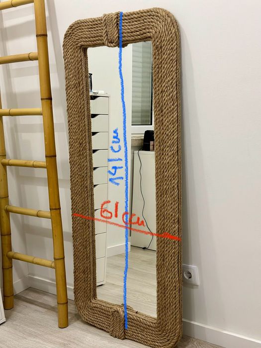 Espelho de Corpo Inteiro com Moldura de Corda