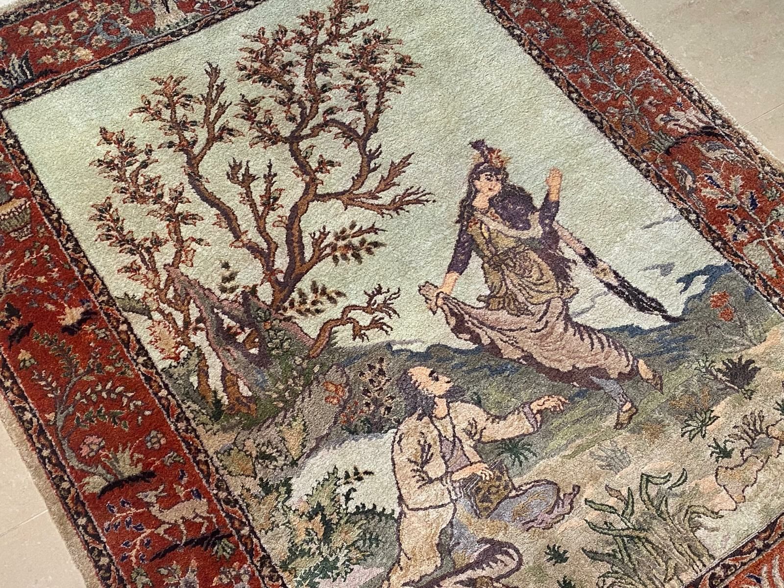 Jedwabny Tabriz - Antyk 165 # 108 Perski dywan z jedwabiu - obrazowy